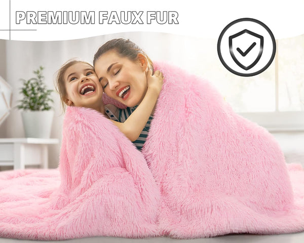 BENRON Light Pink Throw Blankets, Soft Shaggy Fuzzy Sherpa Cute Baby Pink Throw Cozy Fluffy Faux Fur Blankets for Bed Couch Sofa Washable, 50"x60"