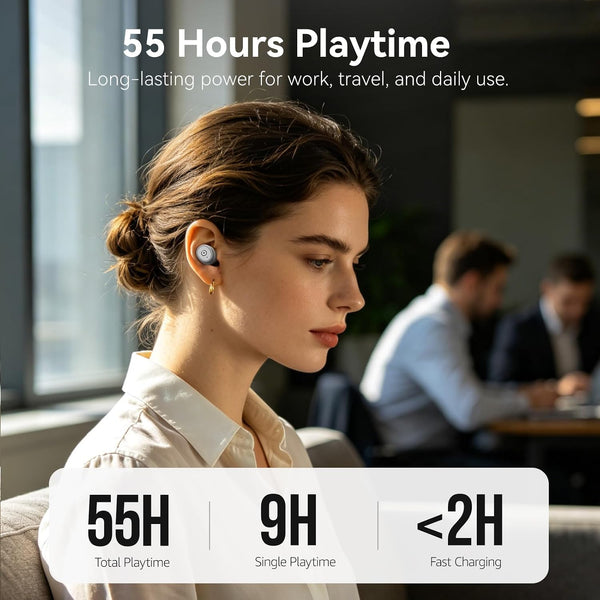 TOZO T10 Wireless Earbuds Powerful Bass Stereo Wireless Charging, APP, IPX8 Matte White