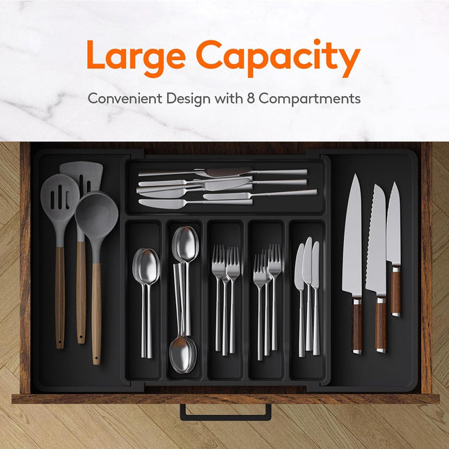 Lifewit Large Silverware Drawer Organizer, Expandable Utensil Tray for Kitchen, 