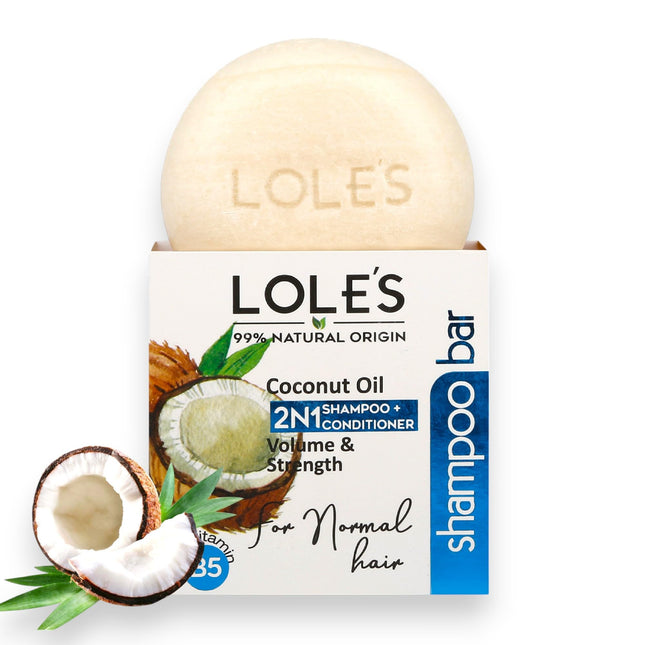 LOLE'S Shampoo Bar and Conditioner, 2In1 with Coconut Oil for Normal Hair, Volum