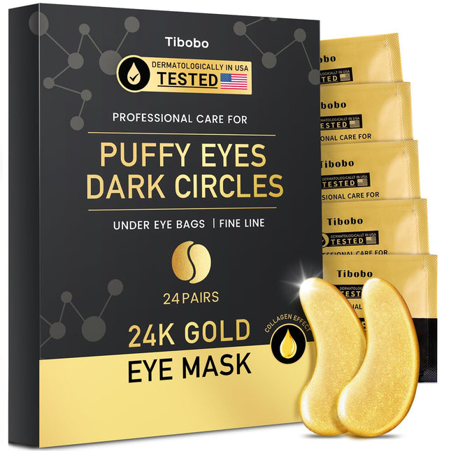 Under Eye Patches (24 Pairs) - 24K Gold Eye Masks Enriched with Abundant Collage
