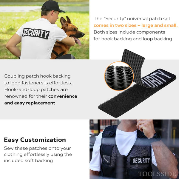 2 Pack Security Patch for Vest Hook and Loop System - Security Patches | One Small and One Large Security Patch with Embroidered Letters for