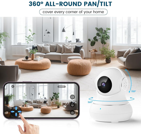 litokam Security Camera Indoor 2K, 360 Pan/Tilt Cameras for Home Security with Motion Detection, Baby Monitor for Pet/Dog with Night Vision,