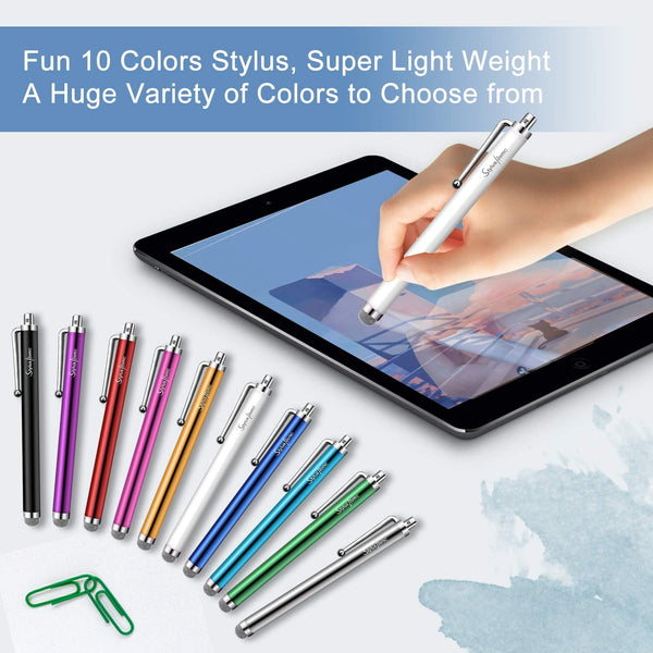 10 Pack Stylus Pens for Touch Screens, Mesh Fiber Tip Stylus Pens for ipad iPhone Tablets Samsung All Precision Capacitive Universal Touch Screen