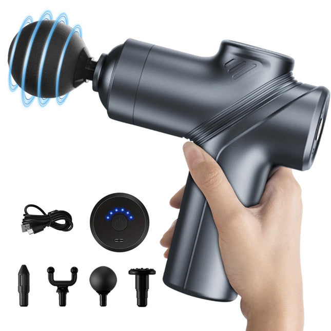 Massage Gun Deep Tissue, Silent Brushless Motor and Portable Massage Gun with 4 Interchangeable Heads for Deep Muscle Re