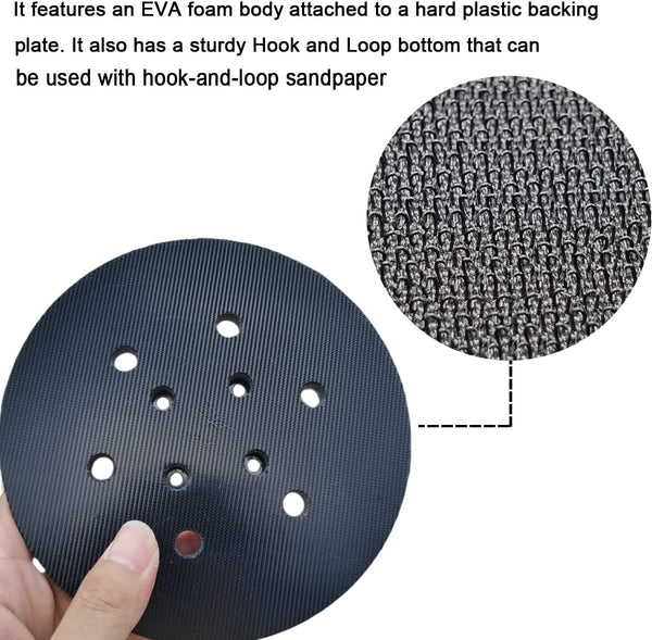 6 Inch 6 Hole Replacement Sander Pad for Ridgid R2611 Random Orbit Sander- 6” Hook and Loop Sanding Pad for Power Sander