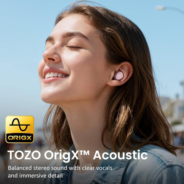 TOZO A1 Wireless Earbuds Bluetooth 5.3 Light Weight in Ear Headphones Rose Gold