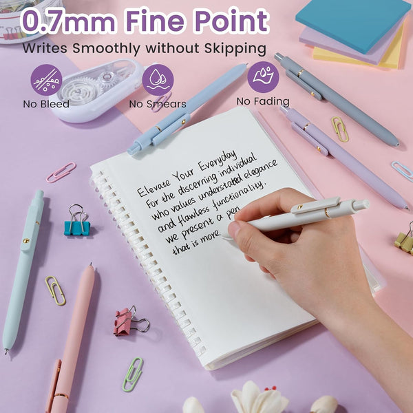 FIOVER Gel Pens, 6pcs 0.7mm Fine Point Black Ink, Quick Dry Smooth Writing Pens for Journaling, Nurse Aesthetic Cute Office School Supplies, Gifts