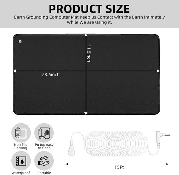 Grounding Mat Kit for Healthy Grounding Energy, Grounding Pad for Sleep with Grounding Wristband & 15ft Grounding Cord, for Improve Sleep and