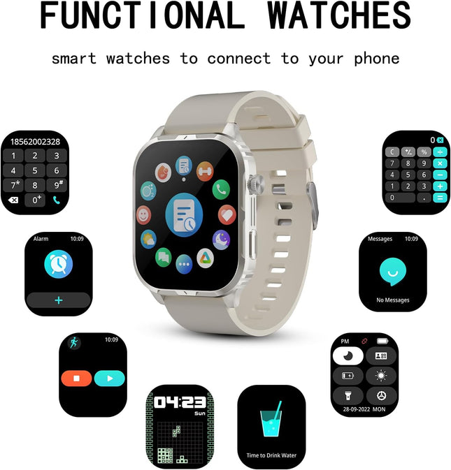 Smart Watch for Men Women with 2.1" HD Screen Military Watches, Call & Text for Android Ios, Heart Rate & Activity Track