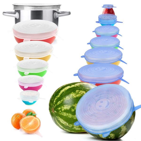 Silicone Stretch Lids, 14 PCS 7 Sizes Reusable Bowl Covers for Food Storage