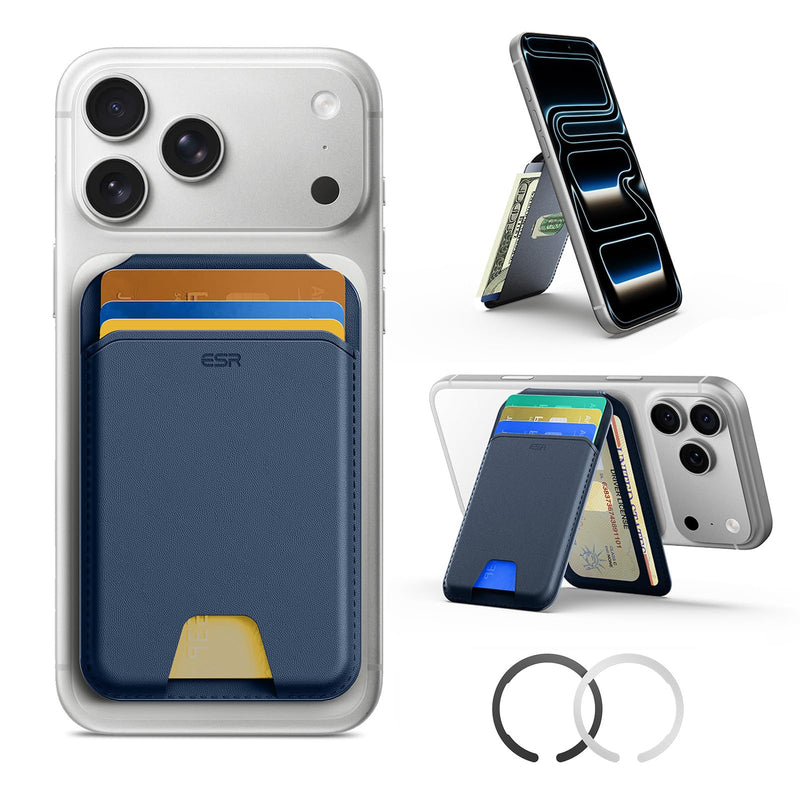 ESR for MagSafe Wallet with Stand, RFID Blocking, MagSafe Ring Included, 5 Cards Holder for Phone Case, Slim Magnetic Wallet for iPhone