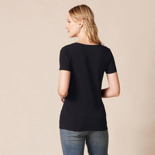 Amazon Essentials Women's Regular-Fit Short-Sleeve V-Neck T-Shirt, Multipacks 2 Black X-Large