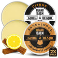 Beard Balm for Men, 2oz Sandalwood & 2oz Citrus Scent, w/Jojoba Oil & Shea Butter, Styling Cream for Men, Moisturizer & Softener, Beard Care Leave