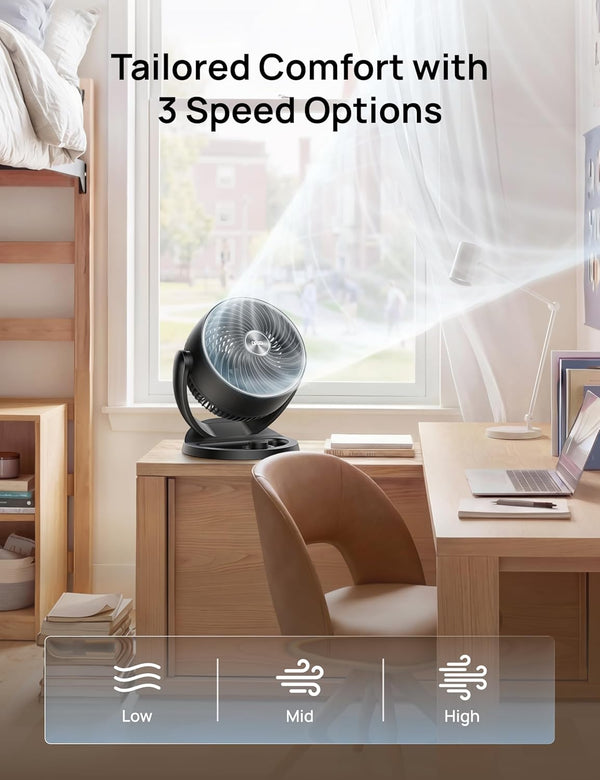 DREO Fan for Bedroom, 12 Inches, 70ft Powerful Airflow, 25db Quiet Table Air Circulator Fans for Whole Room, 120° Adjustable Tilt, 3 Speeds,