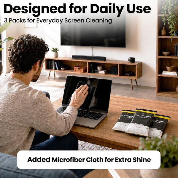 EVEO Electronic Wipes Screen Cleaner - Screen Wipes TV Screen Cleaner Wipes, Computer Screen Wipes, Laptop Screen Cleaner, ipad & Monitor Cleaner,