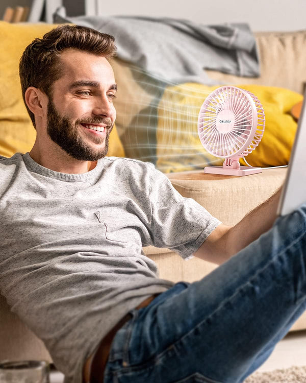 Gaiatop USB Desk Fan, Small but Powerful, Personal Portable Quiet 3 Speeds, Adjustable Mini Table Desktop Fan for Cooling Home Office Car Summer