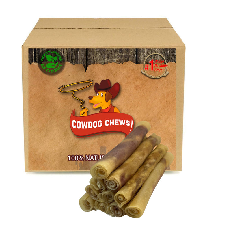 Cowdog Chews Rawhide Gourmet Meaty Rolls 7-8" (10 Count) – Premium Dog Treats with Savory Beef Filling, Long-Lasting Chew for Aggressive Chewers,