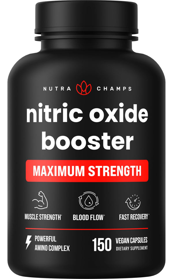 NutraChamps Nitric Oxide Supplement, L-Arginine, L Citrulline Malate, AAKG, Pine Bark, Grape Seed Extract, Extra Strength Nitric Oxide Booster,