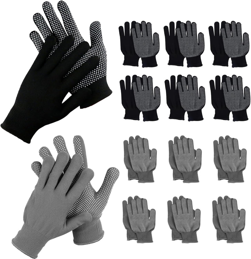 14 Pair Work Gloves with Grip Gloves for Men Womens, Safety Working Gloves | Anti-slip Knitted Nylon Cloth Gloves, Dot Grip Glove Liners Moving