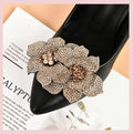 Tsangbaby Removable Rhinestone Double Flower Shoe Clips - Elegant Shine Buckle for Shoes, Bags, Clothing Accessories - Women Girls 2 Pcs Style D