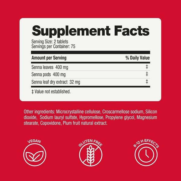 Prunelax Ciruelax Regular Strength Laxative Tablets - Overnight Relief for Occasional Constipation, Senna Extract, Vegan & Gluten-Free,