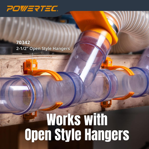 POWERTEC Clear PVC Pipe 2-1/2" x 36" Long, 1PK Rigid Plastic Tubing, Round Tube Compatible w/Dust Collection Fitting, for Woodworking Tool, Dust