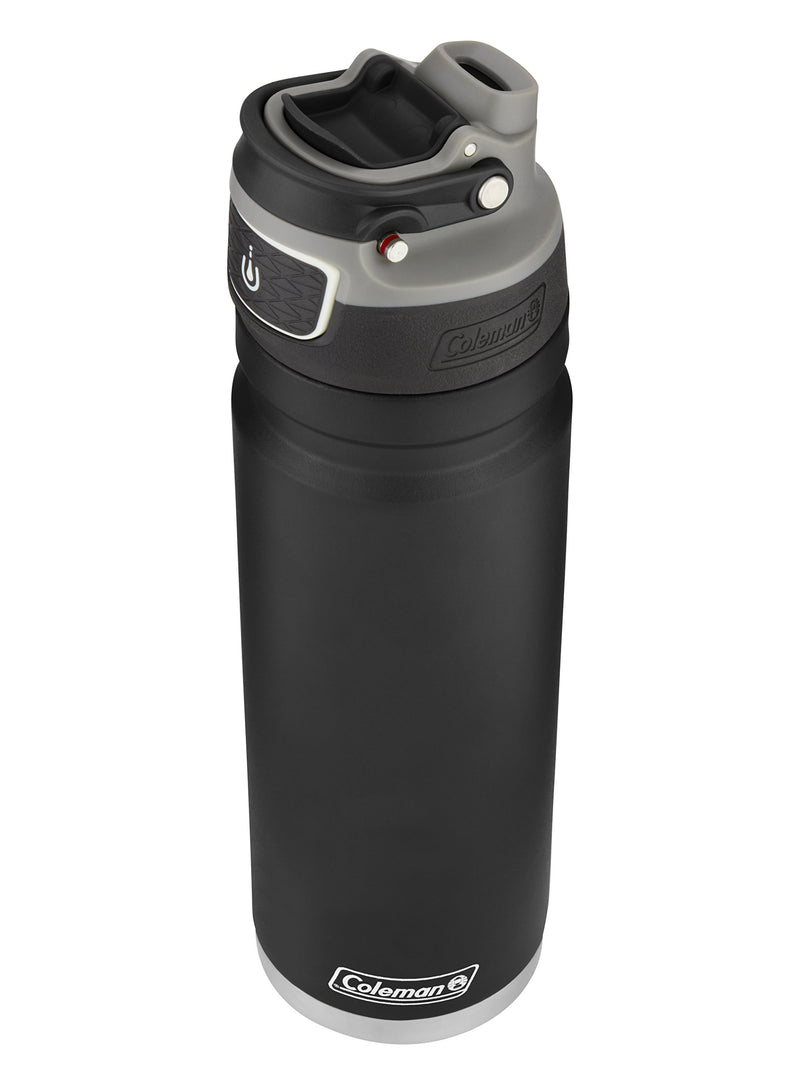 Coleman Autoseal FreeFlow Stainless Steel Water Bottle, Black, 24oz 24oz Black