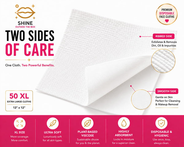 XL Disposable Face Towels – 50 Count Ultra-Soft Lint-Free Dry Facial Wipes, 100% Viscose Towels for Skincare, Makeup Removal & Sensitive Skin