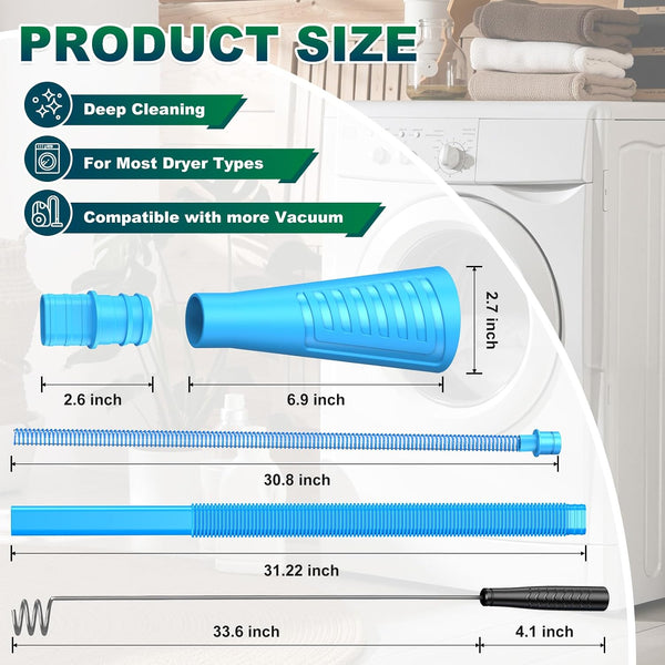 Sealegend 2 Pieces Dryer Vent Cleaner Kit Dryer Lint Vacuum Attachment Hose