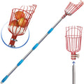 8FT Fruit Picker, Fruit Picker Tool with Basket & Adjustable Stainless Steel Handle, Lightweight Fruit Grabber for Apple Mango Avocado Orange
