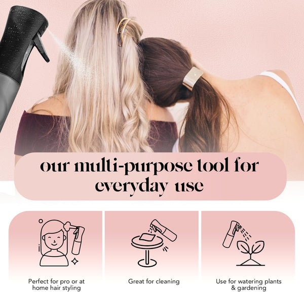 Kitsch Continuous Spray Bottle for Hair | Fine Mist Water Mister for Hair Styling Ã¢ÂÂ Spray Bottles for Cleaning, Plants & More Ã¢ÂÂ Recycled,