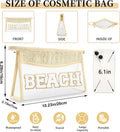 Small Boho Straw Clear Beach Makeup Bags for Women&Girls, Zipper Cosmetic Bag Chenille Varsity Letter Patch Bag, Preppy Cute Toiletry Pouch,
