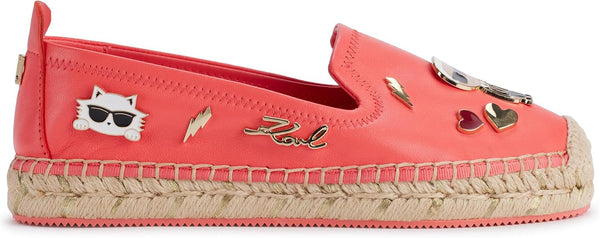 Karl Lagerfeld Women's Michaela Slip on Espadrille Sandal with Pins 8 Sunset Coral