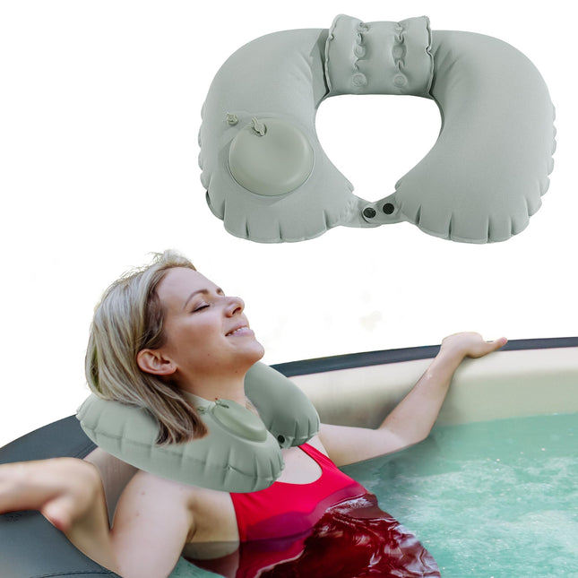 MABOZOO U-Shaped Hot Bathtub Pillow,Inflatable Spa Pillows for Hot Tub with Adju