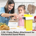 Pasta Maker Attachment for All Kitchenaid Mixers, Noodle Maker Kitchen Aid Mixer Accessories 3 In 1 Including Dough Roller Spaghetti Fettuccine
