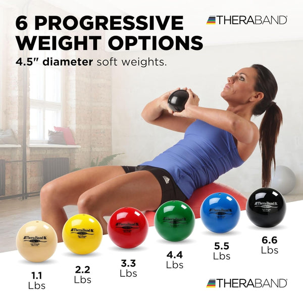 THERABAND Soft Weight, 4.5" Diameter, Weighted Balls for Baseball, Weighted Balls for Softball, Hand Held Ball Shaped Isotonic, Shoulder Strength,