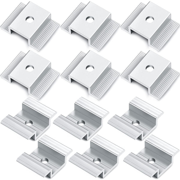 12 Pack Solar Panel Mid Clamps 1.06 Inch Solar Panel Bracket Aluminium Mounting Accessories Aluminum Solar Mid Clamp for Solar Panel Mounting