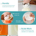 2 Pack 64 Oz Heavy Duty Glass Milk Bottle with 1 Silicone Spout and 3 Reusable Airtight SCREW LID, 2 Qt Glass Water Bottle with 2 Exact Scale