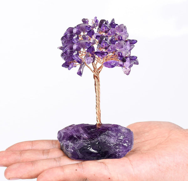 Amethyst Crystal Tree of Life,Money Tree Decorations,Crystals and Healing Stones,Reiki Positive Energy Gemstones,Purple Room Office Desk Feng Shui
