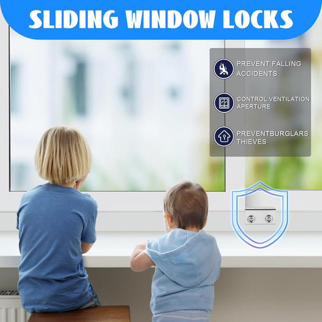 Sliding Window Locks (6 Sets), Window Locks for up and down Windows and Horizontal Windows, Window Security Bars, Window