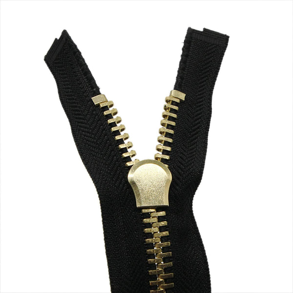 Leekayer Separating Metal Jacket Zipper 0 24 Inch Brass Zipper Heavy Duty Metal Zippers for Jackets, Sewing Coats Crafts (24" Brass