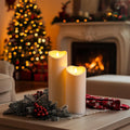 Homemory 4"x9" Outdoor Waterproof Flameless Candles with Timers and Remote Control, Battery Operated Candles, LED Plastic Candles, Ivory White,