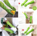 Bamllum 3 Pairs of Rubber Dishwashing Gloves for Kitchen and Household Cleaning Ã¢ÂÂ Long Cuff 15", Reusable, Flexible Long-Lasting and Non-Slip