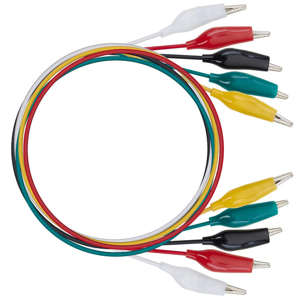 WGGE WG-026 10 Pieces and 5 Colors Test Lead Set & Alligator Clips,20.5 Inches / 22 AWG Copper Wire. the Clips Soldered and Stamped to the Wires.
