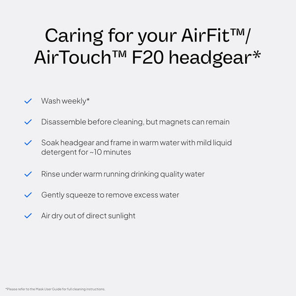 Resmed AirFit/AirTouch F20 Headgear - Replacement CPAP Headgear - Frame System & Full Face Cushion Not Included - Premium CPAP Accessories -