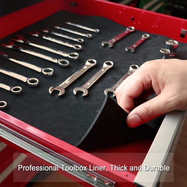 CASOMAN Professional Tool Box Liner and Drawer Liner - 16 inch(Wide) x 16 feet (Long), Non-Slip, Black 16"W x 192"L