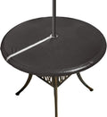 Round Fitted Vinyl Table Cloth Outdoor Tablecloth with Zipper and Umbrella Hole 100% Waterproof Wipe Clean PVC Table Cover for Party, Picnic and