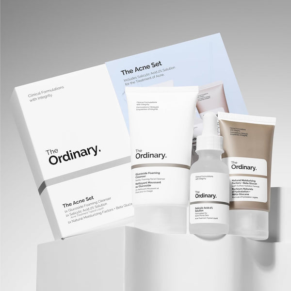 The Acne Set, 3-Step Skin Regimen with Glucoside Foaming Cleanser, Salicylic Acid 2% Solution, and Natural Moisturizing Factors + Beta Glucan |
