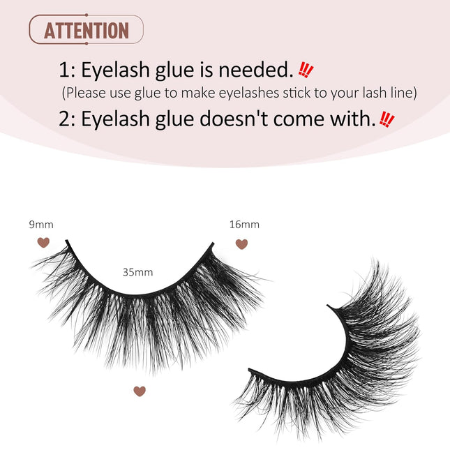 Onlyall Lashes Mink False Eyelashes Natural Wispy Lashes Soft Faux Mink Lashes F